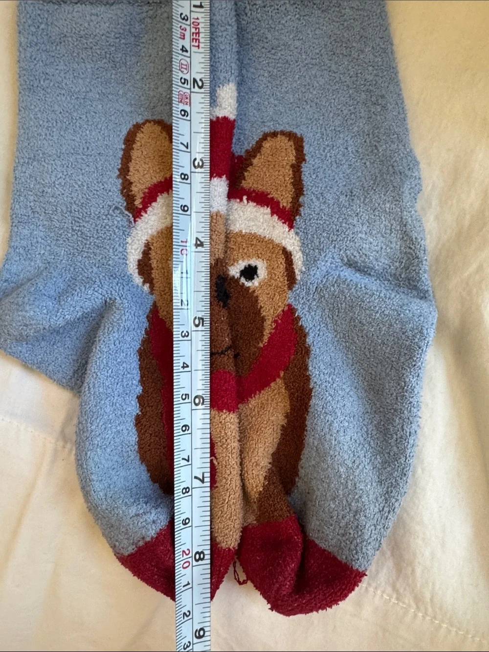 Cozy Blue Holiday Dog Fuzzy Socks
